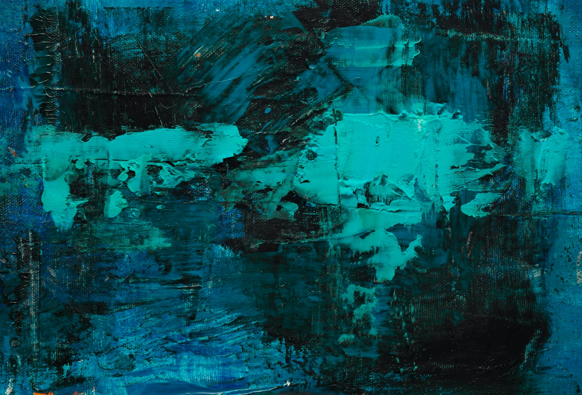Abstract teal and black painting - navigating complexity