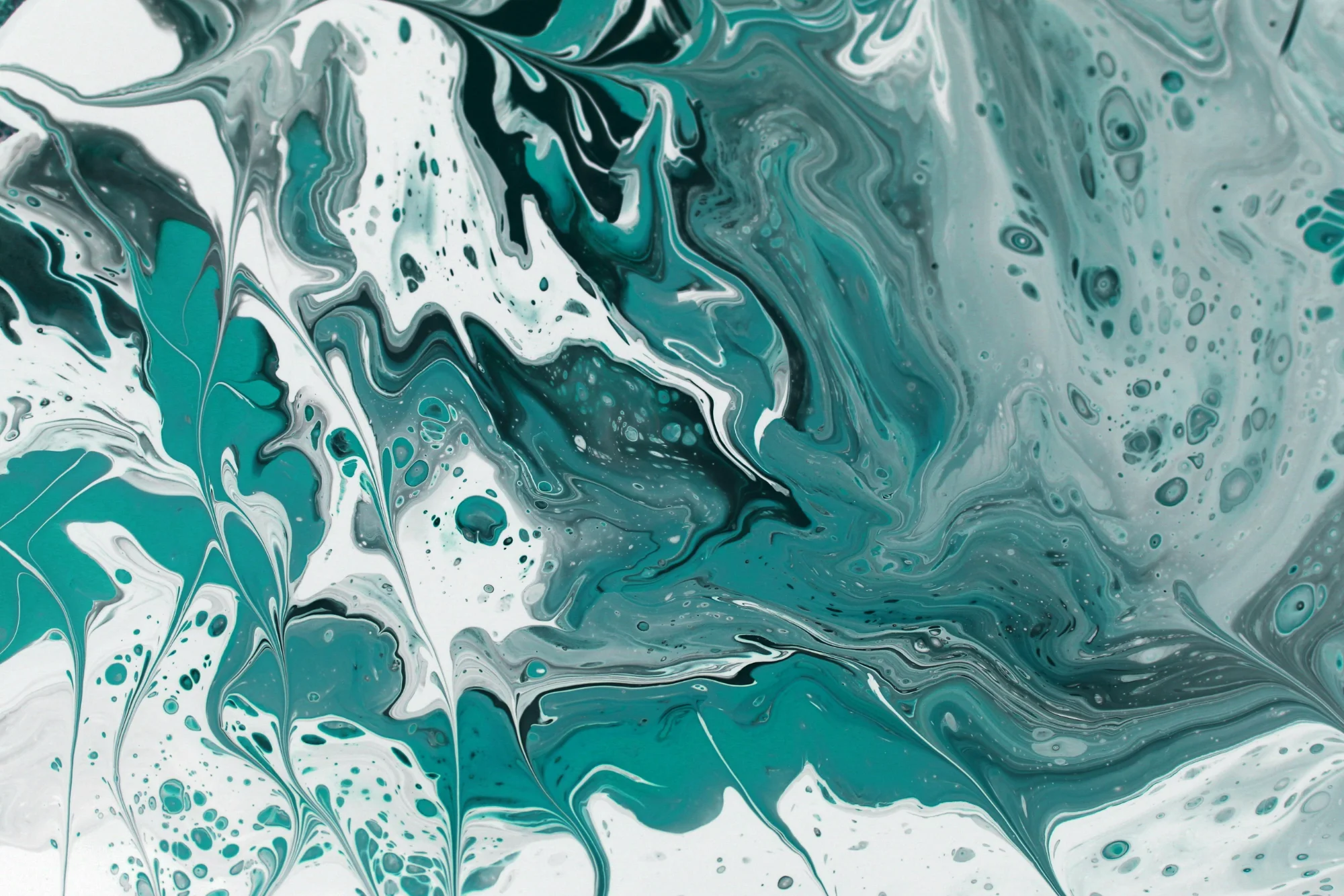 Abstract teal and white marble pattern - flowing compliance